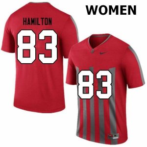 NCAA Ohio State Buckeyes Women's #83 Cormontae Hamilton Retro Nike Football College Jersey TJY6445DS